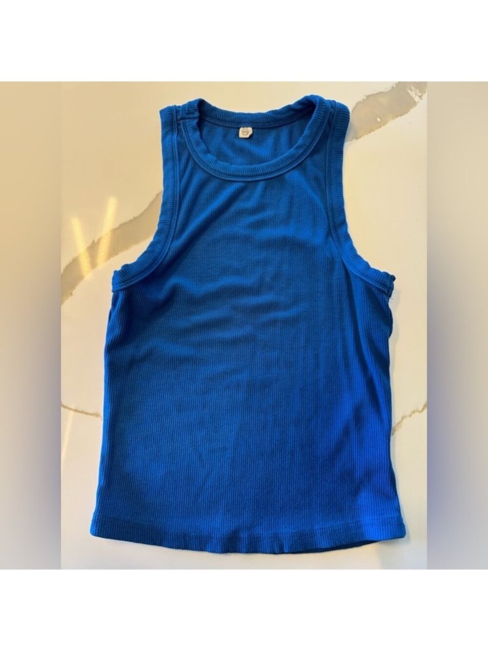 Blue Ribbed Tank Top